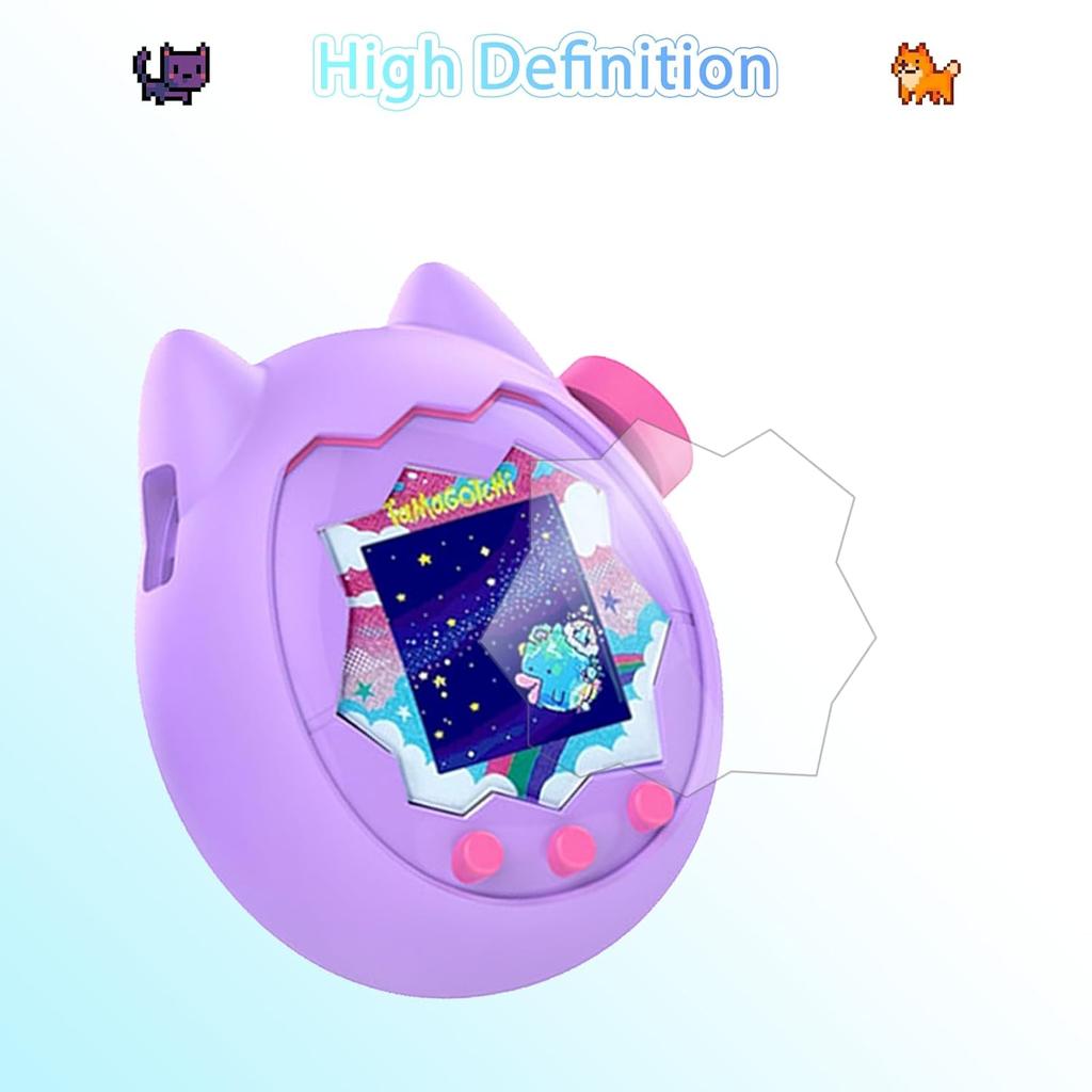 for Tamagotchi Paradise Soft Silicone Case and TPU Clear Screen Protector flim, 360-degree Full Protective with Flower Series Lanyard, Scratch Shock