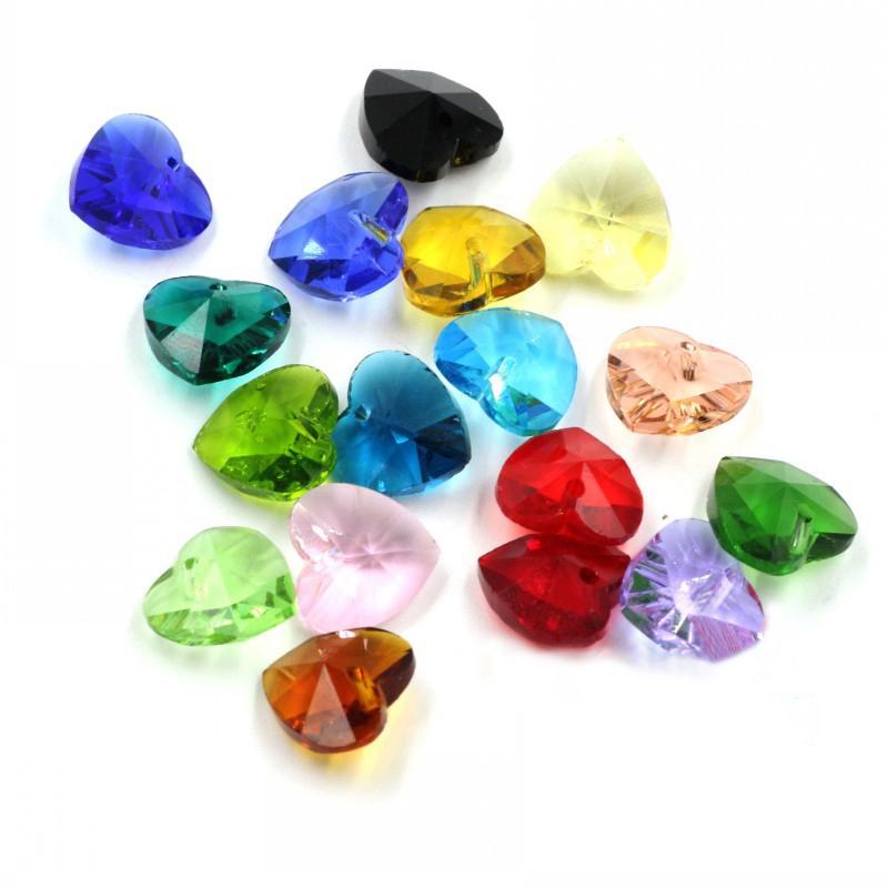 Exquisit 14mm Crystal Heart Glass Jewelry Making Multicolor Charms 10pcs Accessories Pendants Loose Spacer Beads Craft DIY  Manual Accessories