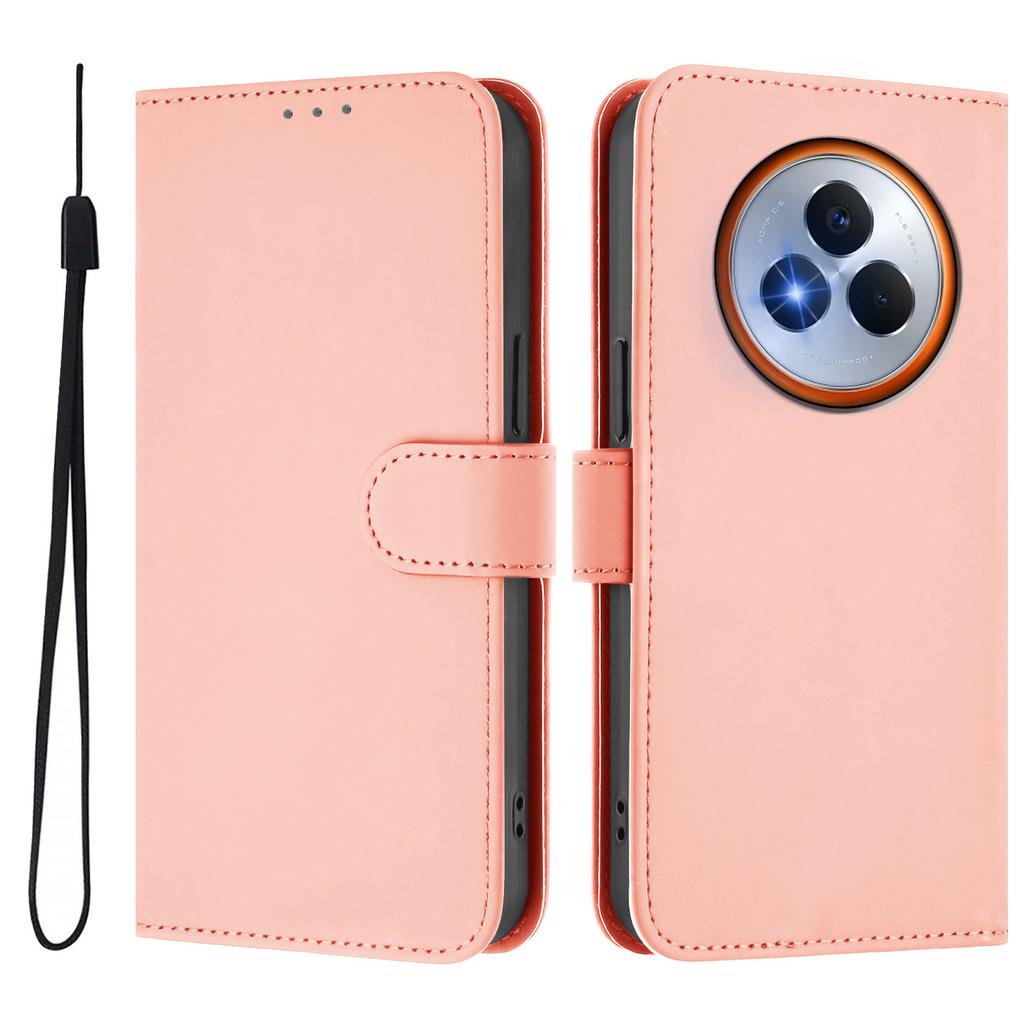 For Realme Narzo 80 Pro 5G Case Solid Color Wallet Leather Phone Cover with Strap