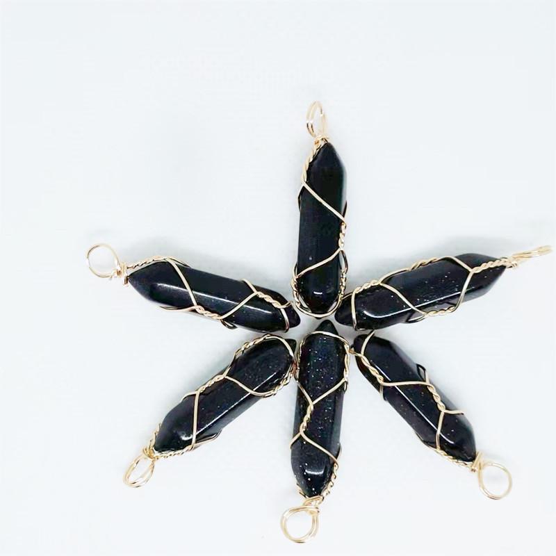 Hexagonal Double-Ended Crystal Pendant DIY Jewelry Accessory