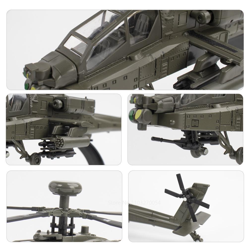 Modellino Elicottero AH-64 Apache 1/32 Giocattolo Modello in Lega pressofusa con Suono Luci Elica Metallica Rotante Giocattoli per Ragazzi Regali