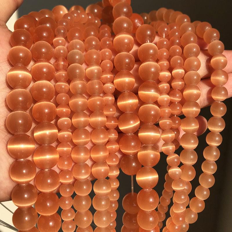 4-12 mm okrągłe koraliki w kształcie kociego oka, luźne pasma do ręcznie robionych kryształowych akcesoriów DIY