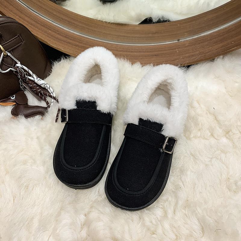 Lazy Shoes Women's Winter 2025 New Casual Versatile Flat Bottom Non-slip Velvet Thickened Warm High-top Cotton Shoes Women