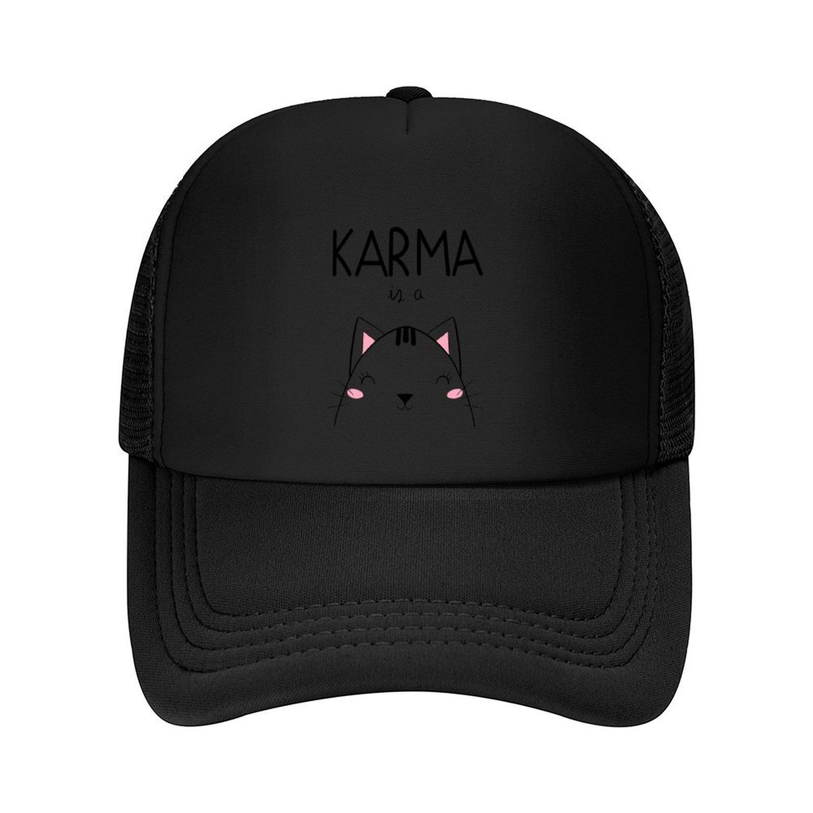 Karma is a cat Baseball Cap fun hats Sunscreen Rave Golf Wear For Men Women s