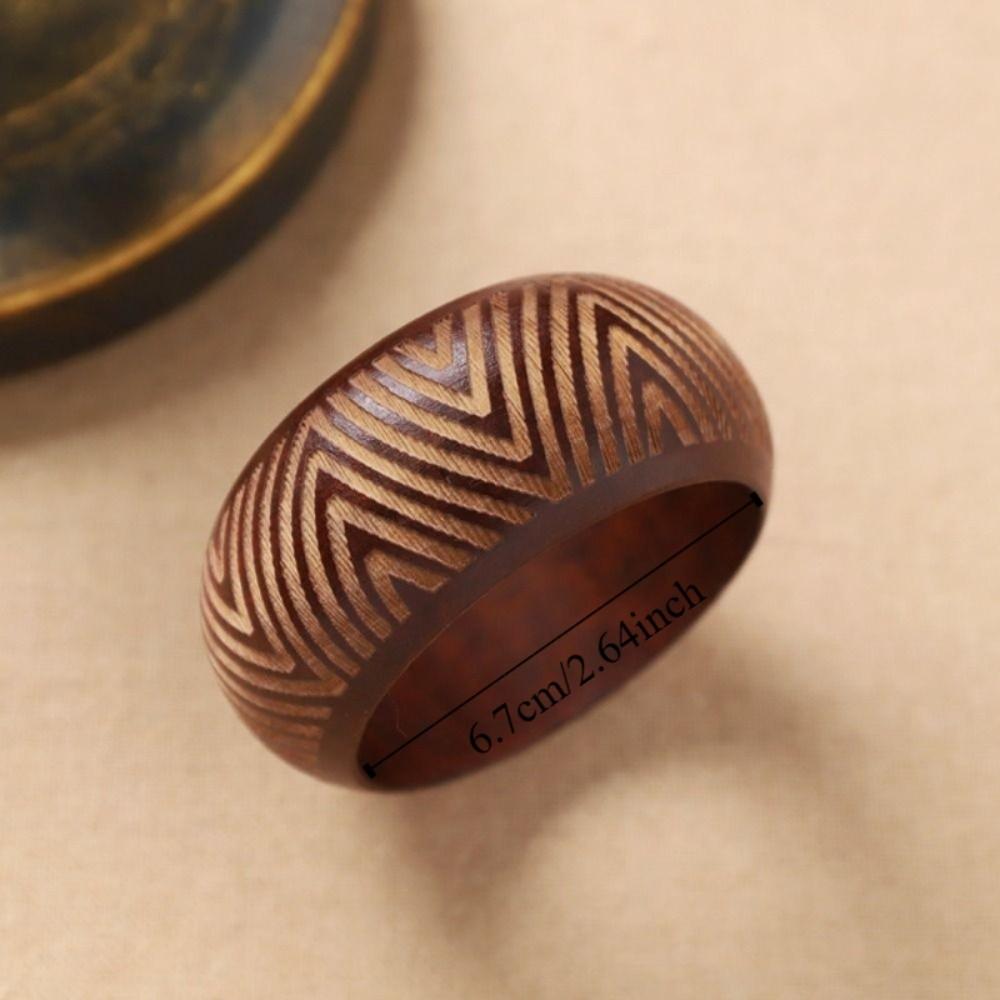 Retro Carving Wooden Bangle Wide Ethnic Style Bangle Gift Chinese Style Bracelet  Wrist Bracelets