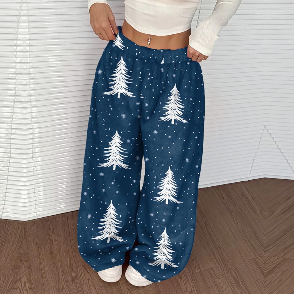 Women's Casual And Fashionable Elastic Waist Loose Wide Leg Pants