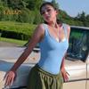Women Summer Bodysuit Square Neck Sleeveless Skinny Elastic with Crotch Button Closure Tight Waist Backless Solid Color Soft Breathable Lady Sexy