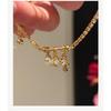 Adjustable Zirconia-Inlaid Iris Flower Cross Bracelet Women Gold Tone Minimalist Chic Statement Jewelry