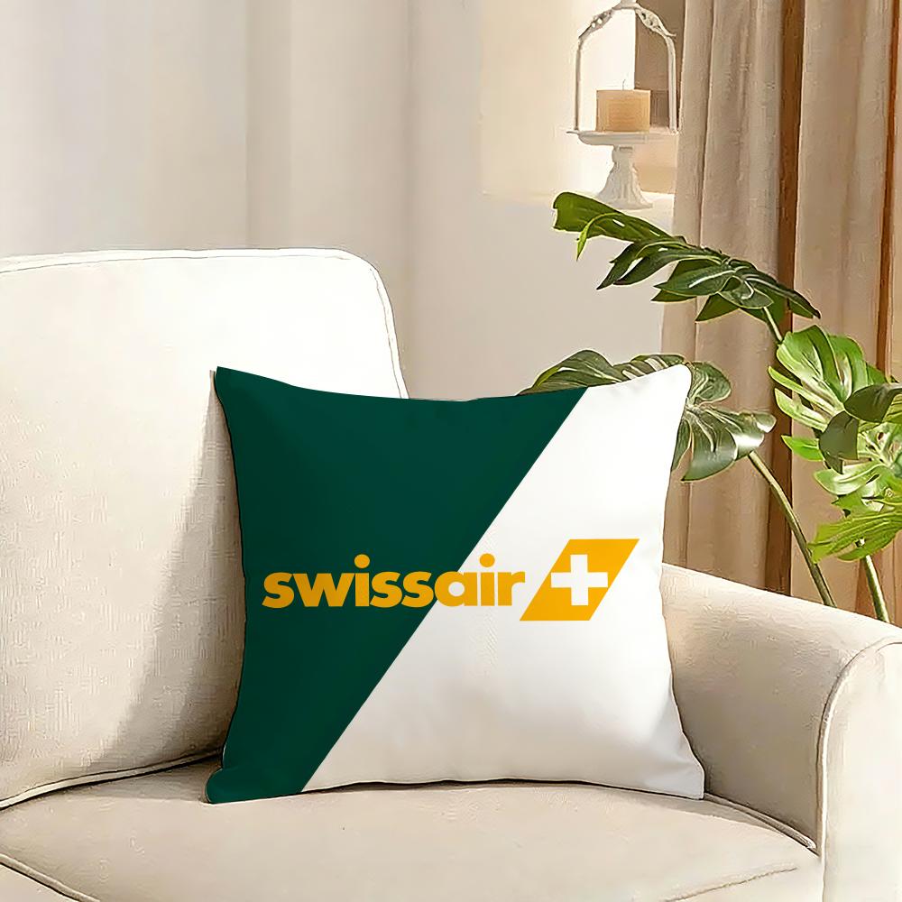 Swissair Cushion Cover Reversible Plush Pillow Cover Soft Fluffy Home Decor for Sofa Bedroom