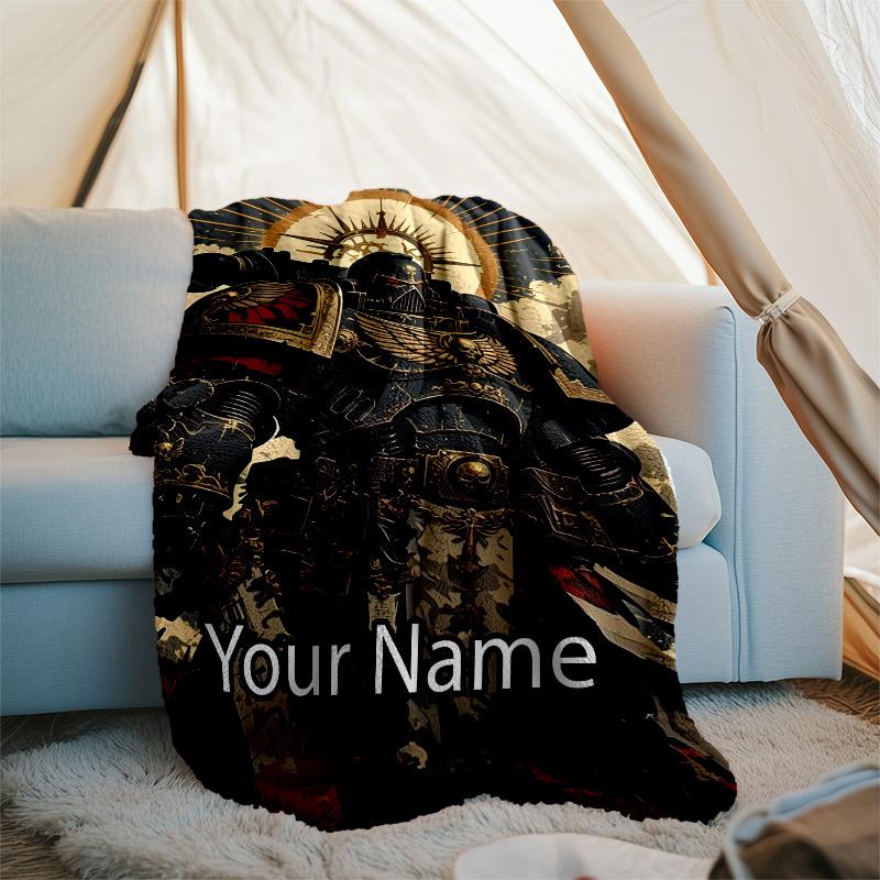 Custom Name Warhammer 40K Theme Printed Blanket - Perfect for Couch, Bed, Travel & Outdoor Use | Machine Washable, Cozy & Durable.