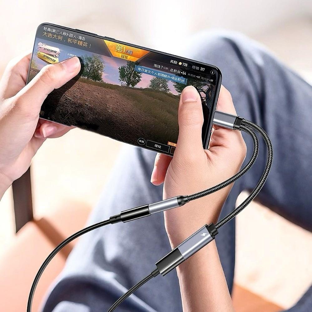 PD 60W 2 in 1 USB C Splitter Multi-Function Type-C To AUX Adapter Headset Compatibility
