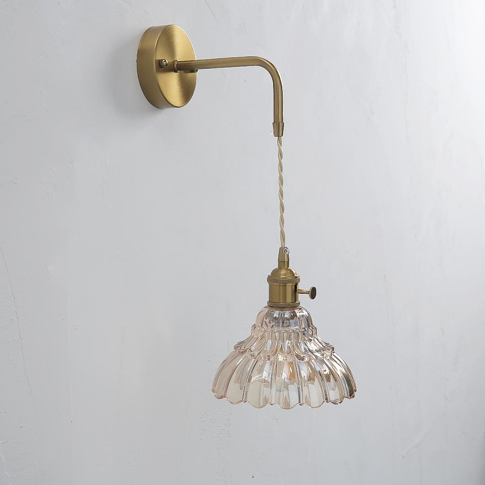 Japanese Retro Floral Glass Wall Lamps Modern Simple Bedroom Study Bedside Lamp for Led Mirror Light with Adjustable Wall Sconce