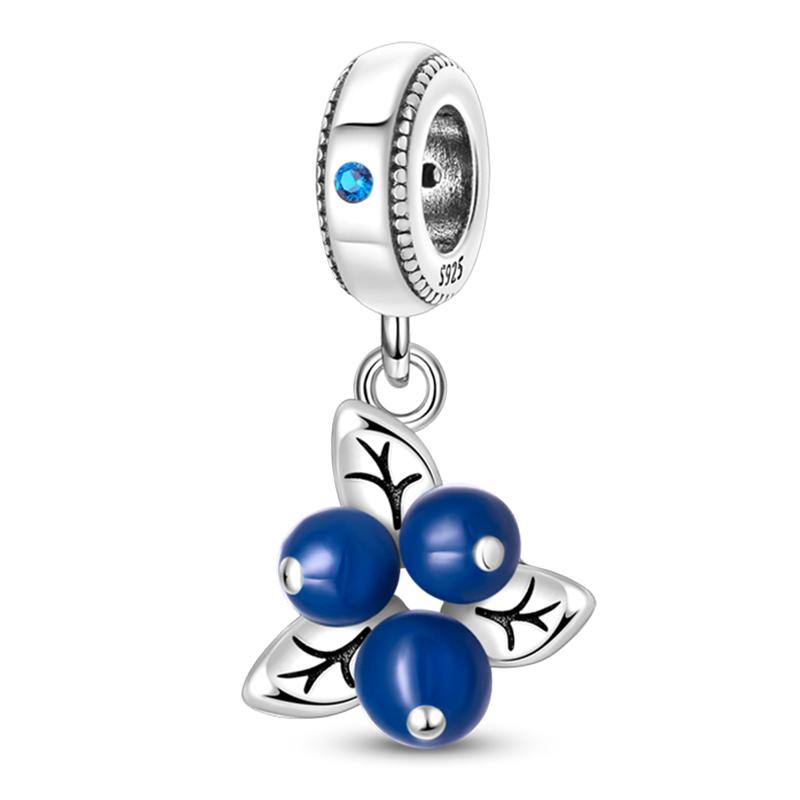 Fits Pan Braceletscopper Charms Color Strawberry Cherry Blueberries Fruit Sweet Original Diy Jewelry Birthday Fine Gifts