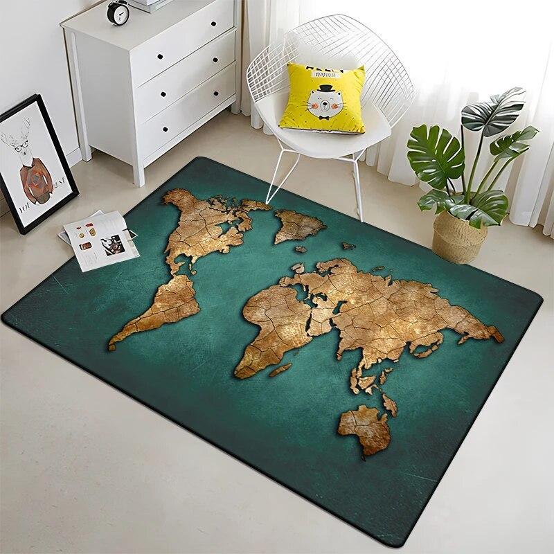 Retro navigace Mapa Vzor Dekorativní čtvercový koberec Moderní dům Obývací pokoj Podlaha Matná Ložnice Koberec Umění Plakát Podložka Vějíře Dárek