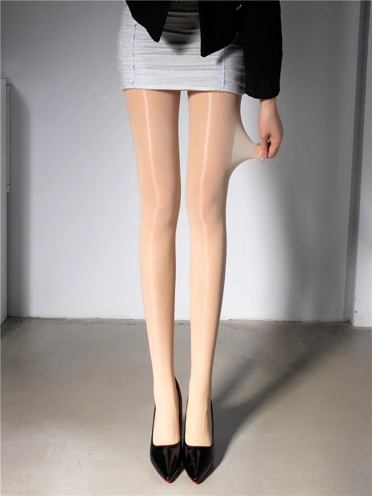 Semi Sheer Sexy Tights for Women Ultra Soft Oil Shiny Glossy Stockings High Waist Control Top Footed Clubwear Pantyhose Clothing