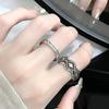Cold Wind Personality Fashion Retro Retro Rhombus Niche Design Stacked Wearing Opening Adjustable Ring