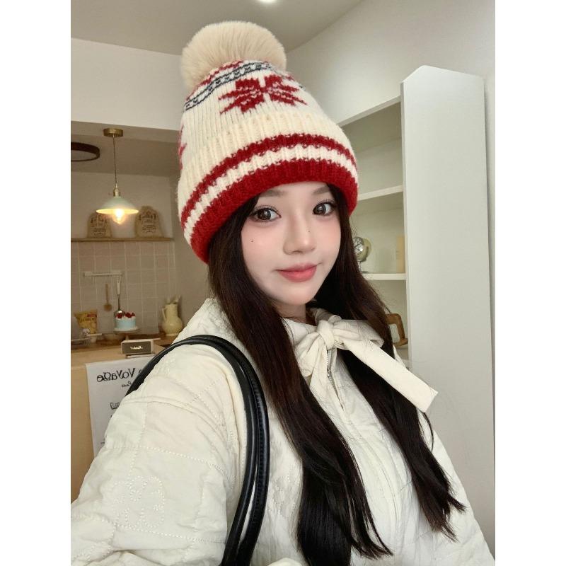 Japanese style Cute Bear Knitted Hat Girls' Autumn and Winter Student Warm Ear Protecting Woolen Hat Headscarf Cold Proof Hat