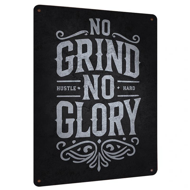 

No Grind No Glory Motivational Metal Wall Art Vintage Decor for Home Gym Office Unframed Poster 20x30cm（7.8x11.8inch）