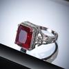 Hollowing Out Carving Flowers Wedding Rings For Women Silver Color Bridal Engagement Ring Red Square Ruby Elegant Luxury Bijoux