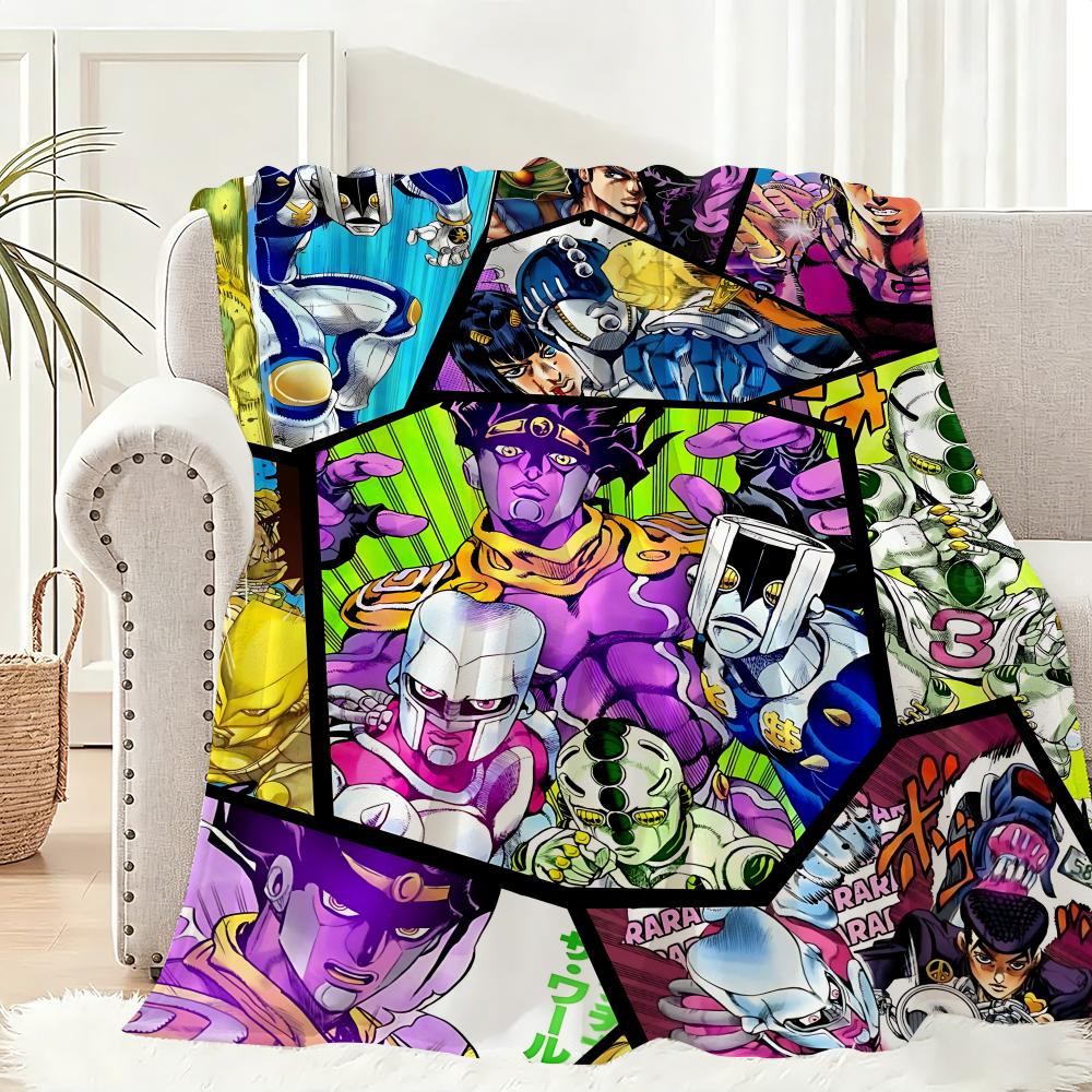 J-JoJo B-Bizarre Adventure Throw Lightweight 240g Flannel Blanket Soft Skin-friendly for Summer Cooling