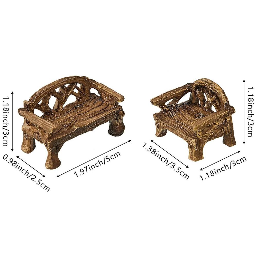 DIY Craft Mini Resin Lawn Chairs Set Bench Miniature Furniture Figurines Park Seat Ornaments