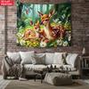 unframed Deer Family Forest Butterflies Tapestry Nature Wildlife Art Wall Hanging For Kids Room Nursery Decor
