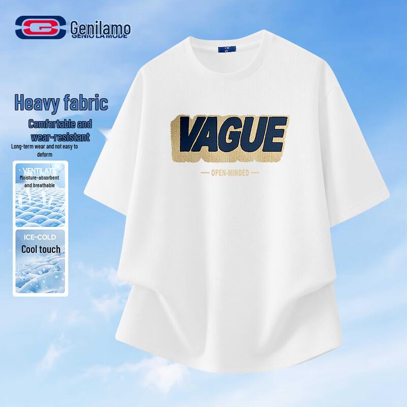 GENIOLAMODE Men s Waffle Short Sleeve T-Shirt L