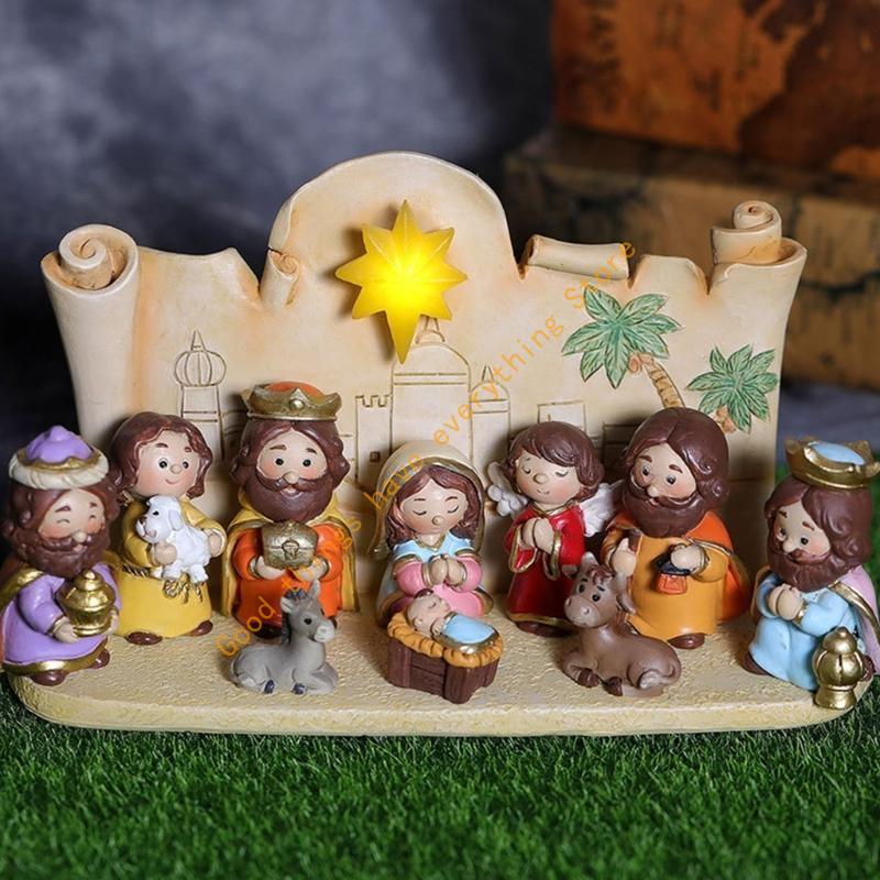 Christmas Manger Decoration Set Baby Jesus Festival Wedding Party Decor 55KF