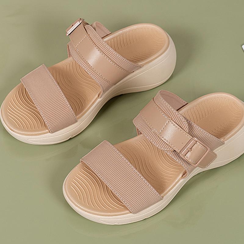 Summer Women Beach 2cm Platform 5cm High Heels Slides Lady Wedges Lightweight Slippers Female Casual Barefoot Chunky Blue Shoes