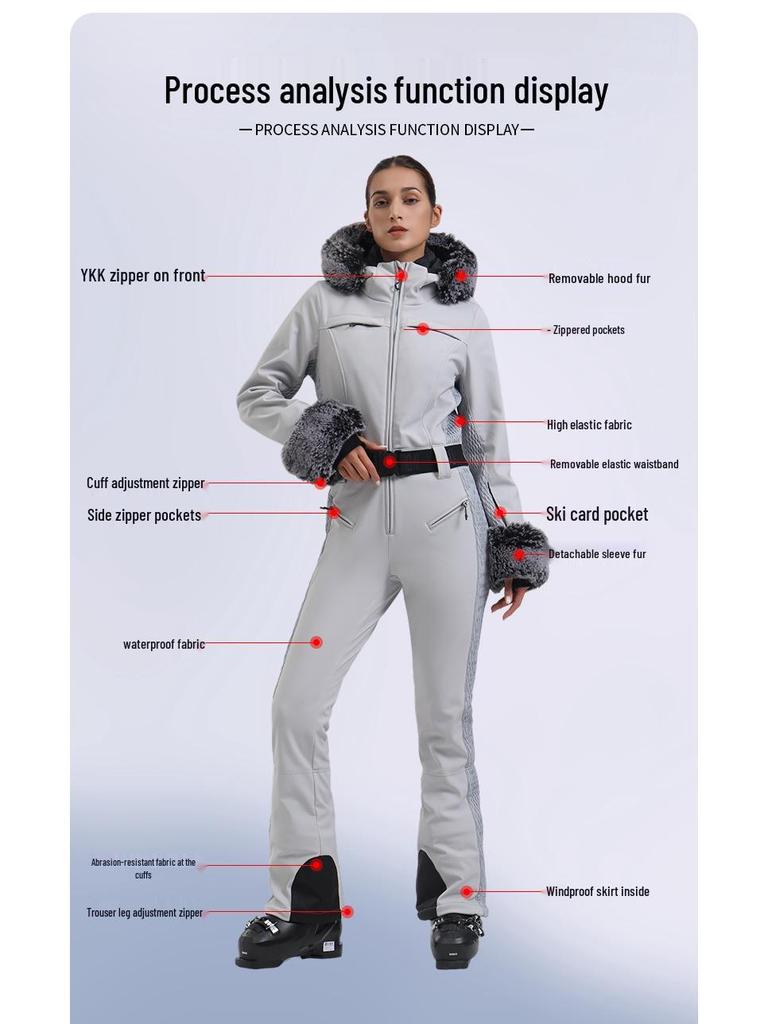 Women's Slim-Fit Double Board Windproof Ski Suit - Waterproof, Thickened, Warm, for Extreme Cold