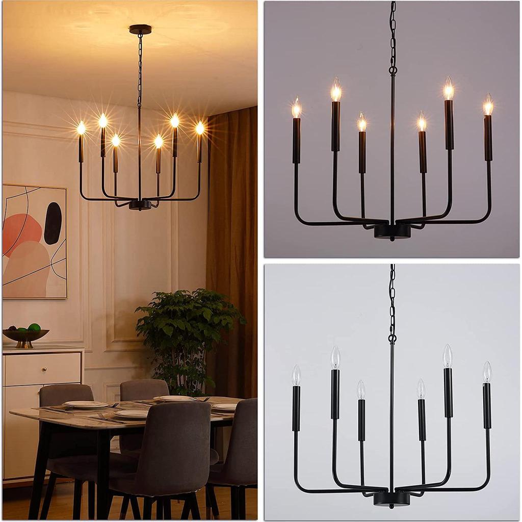 Contemporary Minimalist Wrought Iron Branch Chandelier for Living Room, Dining Room, Bedroom, Farmhouse, or Balcony Lighting.