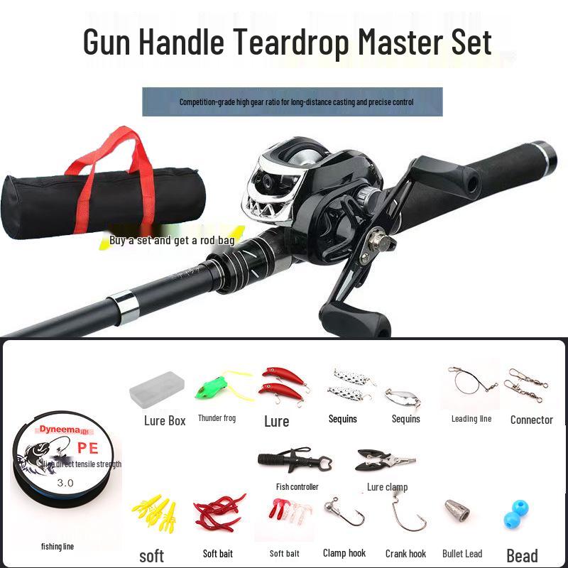 Portable Carbon Fiber Telescopic Mini Lure Rod & Baitcasting Reel Set for Long Cast