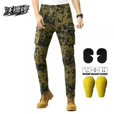 Mens Tactical Motorcycle Riding Pants With Multi-Pocket Design Desert Camo Blue Crash Protection Off-Road Street