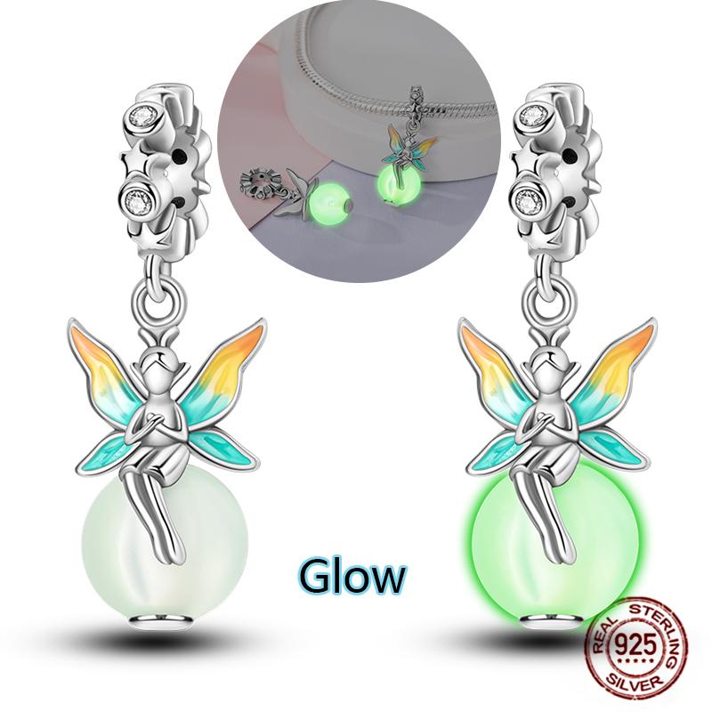 Shining Luminous Firefly Charms Copper Bulb Octopus Jellyfish Bee Fit Dangle Original Bracelets Glow Beads Women Diy Jewelry