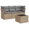 Vidaxl 4-Cz. Garden Furniture Set With Cushions, Beige, Poly Rattan