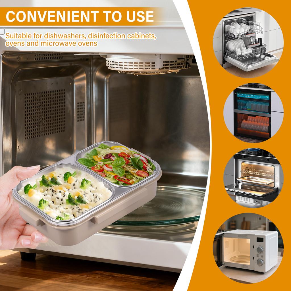 Lunch Box Stainless Steel Bento Box Food Storage Container Student Leakproof Sealed Meal Box for Office Work and School Camping