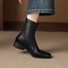 Krazing Pot Microfiber Winter Square Toe Modern Size 33 Boots Size 43 Concise Design Med Heels Zipper Women Ankle Boots