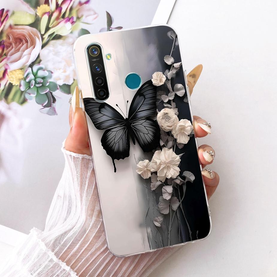 For Realme 5 5i 5S Realme5 Pro Luxury Bow Flowers Painted Cover Soft Silicone Phone Case For Realme 5 Pro 5i 5S Back Cover Coque