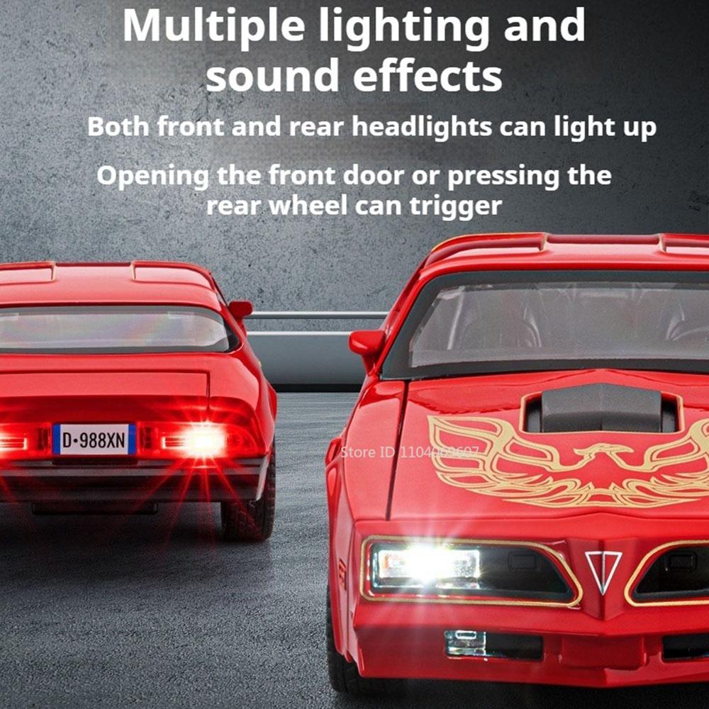 1:32 Scale Firebird Hellcat Car Model Toy Metal Diecast Sound Light Vehicle Shock Absorption Models Collection Gift for Children