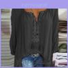 Elegante boho-blouse met lange mouwen voor dames met een maatje meer, wijde top met V-hals.