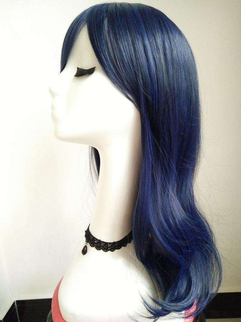 Brazilské vlasy Afroamerické vlasy Paruka Dlouhá vlnitá černá Kudrnatá paruka (Barva: Black&Blue)