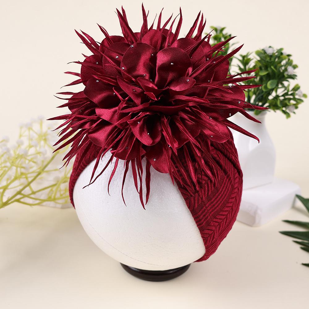 Handmade Large Sequin Flower Children's Hat for Newborn Fontanelle Protection