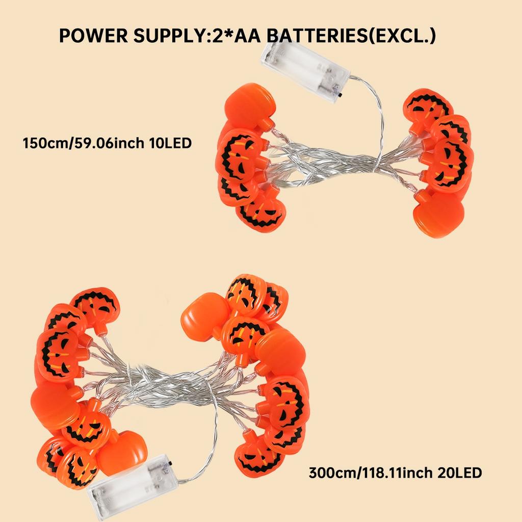 1pc Halloween 10/20 LED Single Layer Pumpkin String Lights Battery Operated For Home Indoor Outdoor Halloween Party Decoration