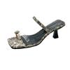 Fashion High-Heeled Shoes Lady Slippers Casual Square Heel Low Jelly Slides Slipers Women Luxury Block Glitter 2025 Summer