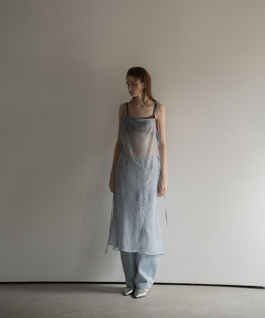 Mosyupamosyu Layered See-Through Dress [Light Blue]