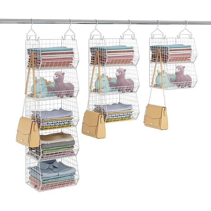 Hängender Kleiderschrank-Organizer mit 3/4/5/6 Ebenen, Kleiderhängeregale, Aufbewahrungskörbe für Kleidung, Pullover, Schuhe, Handtaschen, Clutches, Accessoires