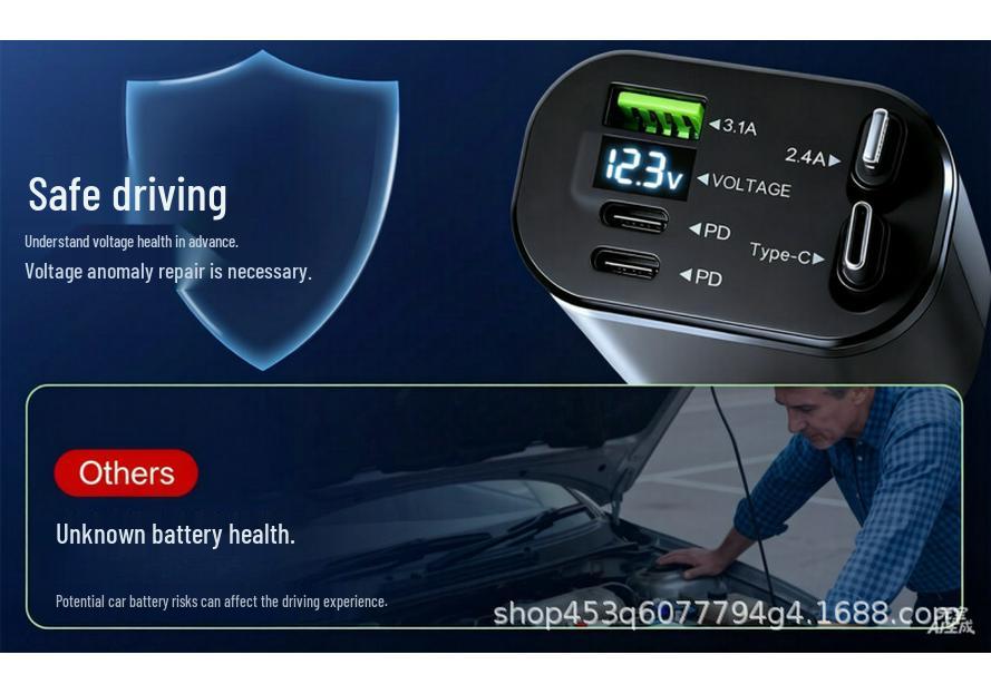 Cigarette Lighter 120W Dual Port Retractable Car Charger, Super Fast Charging, for Huawei