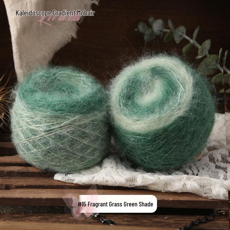 Kaleidoscope Gradient Mohair Hand-Knitted Yarn Ball
