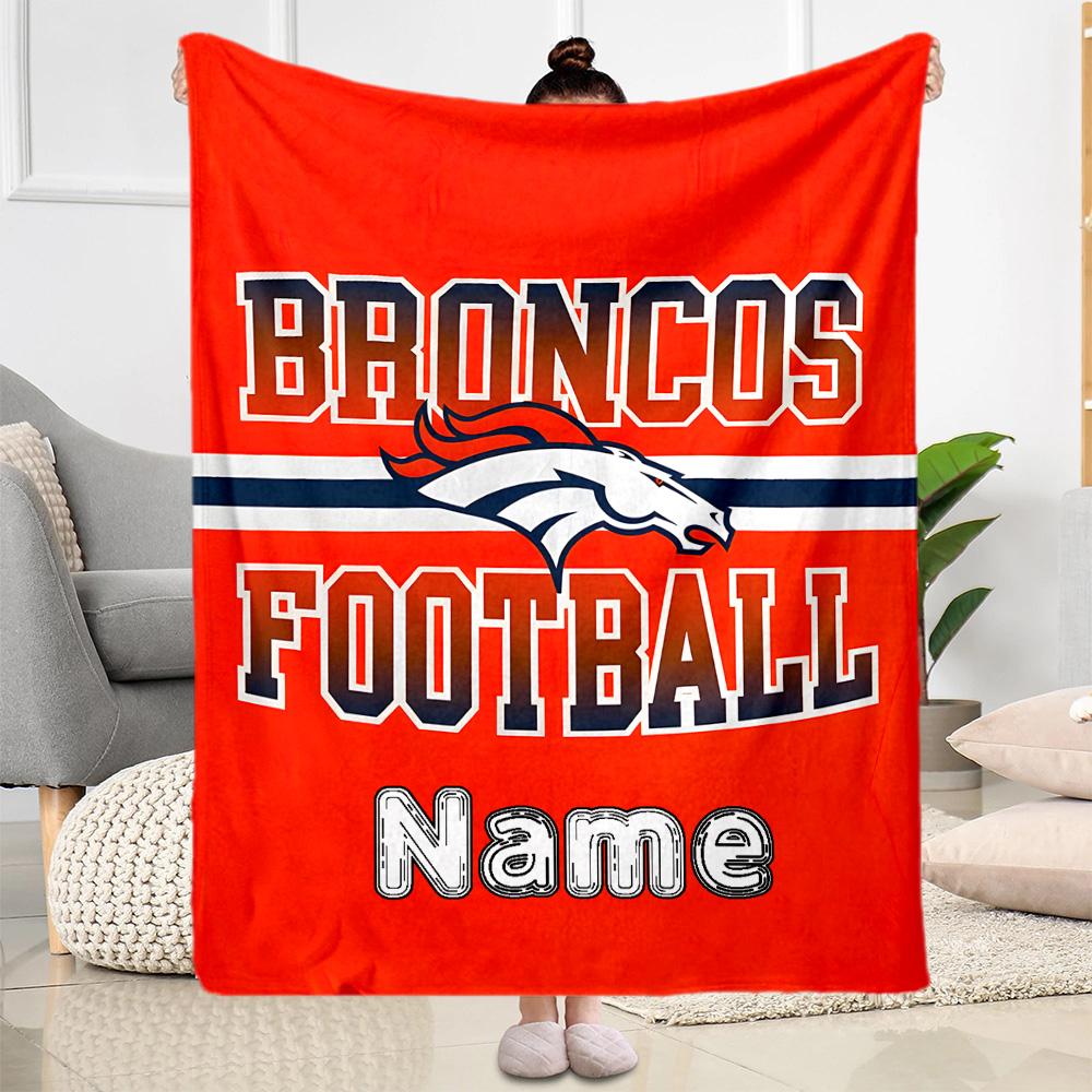 Denver Broncos Football Customize Your Name Blanket Throw Personalized Blanket Soft & Cozy Throw For Chair Livingroom Living Room Picnics