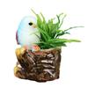 Miniatur-Feengarten-Zubehör Mini Harz Baumstumpf Figur mit Vogel Und Künstliche Pflanzen für DIY Moos-Terrarien Basteln Heimdekoration